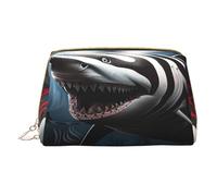 Bolsa de maquillaje para mujer, neceser para el cuidado de la piel, organizador de viaje, bolso grande de maquillaje, accesorios, bolsa inteligente, tiburón con piel de cebra, Blanco, Talla única