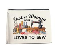 Bolsa de maquillaje para mujer, regalo de anfitriona para mujer, mamá, abuela, regalo de cumpleaños o Navidad, para colchas, amantes de la costura, solo una mujer que ama coser, neceser de viaje para