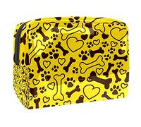 Bolsa de maquillaje para mujer y niña, diseño de huellas de perro y gato, espaciosa, bolsa de cosméticos con cremallera, Multicolor 02, 18.5x7.5x13cm/7.3x3x5.1in, Estuche de belleza