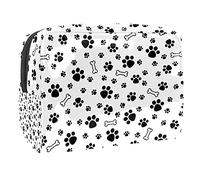 Bolsa de maquillaje para mujer y niña, diseño de huellas de perro y gato, espaciosa, bolsa de cosméticos con cremallera, Multicolor 07, 18.5x7.5x13cm/7.3x3x5.1in, Estuche de belleza