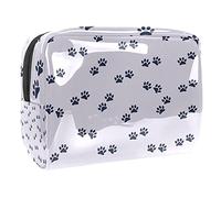 Bolsa de maquillaje para mujer y niña, diseño de huellas de perro y gato, espaciosa, bolsa de cosméticos con cremallera, Multicolor 10, 18.5x7.5x13cm/7.3x3x5.1in, Estuche de belleza