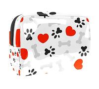 Bolsa de maquillaje para mujer y niña, diseño de huellas de perro y gato, espaciosa, bolsa de cosméticos con cremallera, Multicolor 03, 18.5x7.5x13cm/7.3x3x5.1in, Estuche de belleza