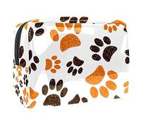 Bolsa de maquillaje para mujer y niña, diseño de huellas de perro y gato, espaciosa, bolsa de cosméticos con cremallera, Multicolor 08, 18.5x7.5x13cm/7.3x3x5.1in, Estuche de belleza