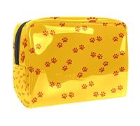 Bolsa de maquillaje para mujer y niña, diseño de huellas de perro y gato, espaciosa, bolsa de cosméticos con cremallera, Multicolor 01, 18.5x7.5x13cm/7.3x3x5.1in, Estuche de belleza