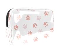 Bolsa de maquillaje para mujer y niña, diseño de huellas de perro y gato, espaciosa, bolsa de cosméticos con cremallera, Multicolor 05, 18.5x7.5x13cm/7.3x3x5.1in, Estuche de belleza