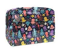 Bolsa de maquillaje para mujer y niña, diseño de monstruo alienígena, pulpo, espaciosa, bolsa de cosméticos con cremallera, Multicolor 03, 18.5x7.5x13cm/7.3x3x5.1in, Estuche de belleza