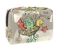 Bolsa de maquillaje para mujer y niña, diseño de monstruo alienígena, pulpo, espaciosa, bolsa de cosméticos con cremallera, Multicolor 01, 18.5x7.5x13cm/7.3x3x5.1in, Estuche de belleza