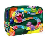 Bolsa de maquillaje para mujer y niña, diseño de monstruo alienígena, pulpo, espaciosa, bolsa de cosméticos con cremallera, Multicolor 06, 18.5x7.5x13cm/7.3x3x5.1in, Estuche de belleza