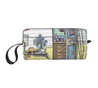 Bolsa de maquillaje para mujeres Happy Campers impresas, bolsas de cosméticos de gran capacidad, bolsa de aseo portátil, almacenamiento de viaje, Como se muestra en la imagen, Talla única, Organizador
