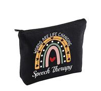 Bolsa de maquillaje para patólogos del habla y lenguaje con palabras que cambian la vida, terapia del habla, bolsa de cosméticos de arco iris, regalo de agradecimiento SLP, Bolsa de terapia del habla,