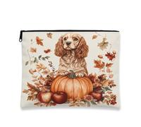 Bolsa de maquillaje para perros Cocker Spaniel de otoño, bolsa de viaje para mujeres, regalos para niñas, organizador portátil de lona con cremallera, 7 x 9 pulgadas