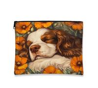 Bolsa de maquillaje para perros Cocker Spaniel de otoño, divertida bolsa de viaje para mujeres, organizador portátil de lona con cremallera, bolsa de aseo para mascotas, 7 x 9 pulgadas