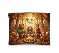 Bolsa de maquillaje para perros Cocker Spaniel de otoño, divertida bolsa de viaje para mujeres y niñas, organizador portátil de lona con cremallera de 7 x 9 pulgadas
