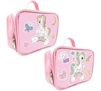 Bolsa de maquillaje para pintura artística de diamantes, color rosa, bolsa de almacenamiento portátil, 2 ponis de dibujos animados