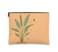 Bolsa de maquillaje para plantas, minimalista, moderna, bolsa de viaje para mujeres, organizador portátil de lona con cremallera, bolsa de aseo para el cuidado de la piel de primavera, Orange, 7x9
