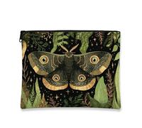 Bolsa de maquillaje para polillas, vintage, elegante, bolsa de viaje para mujeres, organizador portátil de lona con cremallera, bolsa de aseo inspirada en la naturaleza, Negro, 7x9 Inch, Polilla