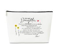 Bolsa de maquillaje para regalo de padres para cumpleaños, boda, Acción de Gracias, despedida de soltera, regalo de carta de amor a hija, regalo de agradecimiento o graduación para adolescentes, bolsa