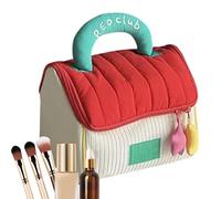 Bolsa de maquillaje para viajes, organizador de maquillaje en forma de casa, bolsa ligera para champú, paquete de cosméticos para viajes de negocios en casa, Rojo, Refer to description, Unisex