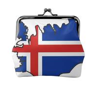 Bolsa de maquillaje pequeña con diseño de mapa de la bandera de Islandia, bolsa de almacenamiento de tarjetas bancarias, bolsa de cambio multifuncional compacta retro, Negro -, Talla única, Art Deco
