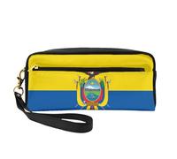 Bolsa de maquillaje pequeña con la bandera de Ecuador, estuche de doble cara de piel sintética
