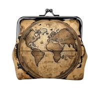 Bolsa de maquillaje pequeña con mapa del mundo antiguo para bolso, mini bolsas de cosméticos portátiles, para gimnasio y uso diario, Black, Talla única, Bolsa para monedas