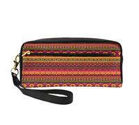 Bolsa de maquillaje pequeña de arte popular mexicano, boho, bolsa de maquillaje de viaje, bolsa de cosméticos para mujeres, bolsa de cosméticos duradera con cremallera, Black, Talla única, Neceser de