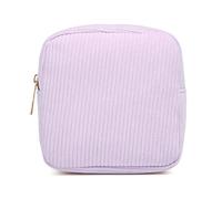Bolsa de maquillaje pequeña de pana con cremallera, monedero de color sólido, organizador de cosméticos para varias ocasiones, bolsa de almacenamiento de auriculares, Purple, Mass Beauty