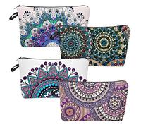 Bolsa de Maquillaje Pequeña Organizador Neceser Impermeable Neceser de Mandala Maquillaje Impresa con Cremallera para Mujer Niña 4 Piezas
