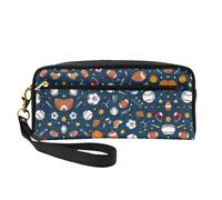 Bolsa de maquillaje pequeña para béisbol, baloncesto, fútbol, hockey, bolsa de maquillaje de viaje, bolsa de cosméticos para mujeres, bolsa de cosméticos duradera con cremallera, Black, Talla única
