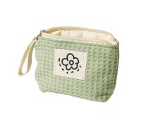 Bolsa de maquillaje pequeña para mujer, color verde matcha, portátil, monedero, pintalabios, auriculares, bolsa de almacenamiento, doble lona con cadena, funda para llaves, Verde Matcha, Talla única
