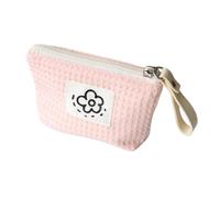 Bolsa de maquillaje pequeña para mujer, color verde matcha, portátil, monedero, pintalabios, auriculares, bolsa de almacenamiento, doble lona con cadena, funda para llaves, Pink, Talla única