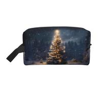 Bolsa de maquillaje pequeña para mujer, diseño de árbol de Navidad, bolsa de maquillaje, bolsa de maquillaje de viaje con cremallera, Árbol de Navidad nieve, Talla única