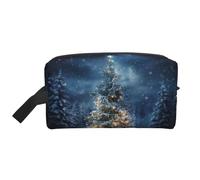 Bolsa de maquillaje pequeña para mujer, diseño de árbol de Navidad, bolsa de maquillaje, bolsa de maquillaje de viaje con cremallera, Árbol de Navidad Snow2, Talla única