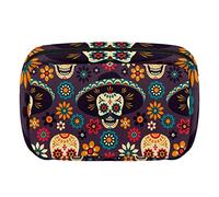 Bolsa de maquillaje personalizada de viaje, bolsa de cosméticos, bolsa de aseo para mujeres y niñas, diseño floral de calavera de azúcar colorida de México, Varios colores, 17.5x7x10.5cm/6.9x4.1x2.8in