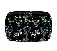 Bolsa de maquillaje personalizada de viaje, bolsa de cosméticos, bolsa de aseo para mujeres y niñas, leones y cebras dibujados a mano, Varios colores, 17.5x7x10.5cm/6.9x4.1x2.8in