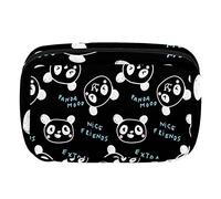 Bolsa de maquillaje personalizada de viaje, bolsa de cosméticos, bolsa de aseo para mujeres y niñas, línea dibujada a mano, caricatura, cara de panda bebé, Varios colores, 17.5x7x10.5cm/6.9x4.1x2.8in