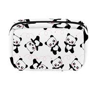 Bolsa de maquillaje personalizada de viaje, bolsa de cosméticos, bolsa de aseo para mujeres y niñas, patrón de panda feliz dibujado a mano, Varios colores, 17.5x7x10.5cm/6.9x4.1x2.8in