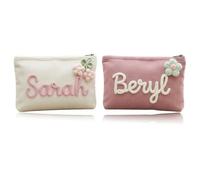 Bolsa De Maquillaje Personalizada para Mujer, Bolsa Cosmética Tejida Personalizado con Nombre, Bolsa De Aseo De Viaje, Regalo para Mamá, Esposa, Ella