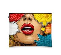 Bolsa de maquillaje Pop Art, bolsa de viaje para cosméticos de estilo cómic colorido para mujer, organizador portátil con cremallera pequeña, bolsa de aseo para regalo de festival, Rojo -, 7x9 Inch