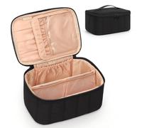 Bolsa de Maquillaje portátil, Bolsa cosméticos Gran Capacidad, Estuche Viaje for Mujeres, artículos tocador for niñas Que viajan para Maquillaje Cosmético Femenino(Black)