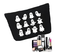 Bolsa de maquillaje portátil con cremallera, organizador de maquillaje con estampado de fantasmas de Halloween, bolsa organizadora de cosméticos para citas, viajes, uso diario