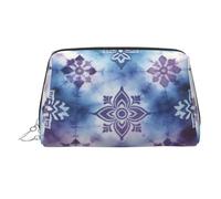 Bolsa de maquillaje portátil con estampado de formas de neón para mujer, bolsa de lavado de viaje, puede contener brochas de maquillaje y artículos de tocador, Tinte anudado índigo, One Size, Clásico