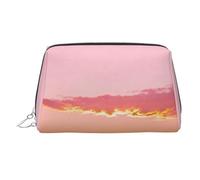 Bolsa de maquillaje portátil con estampado de mezcla roja y negra para mujer, bolsa de lavado de viaje, puede contener brochas de maquillaje y artículos de tocador, Cielo rosa, One Size, Clásico
