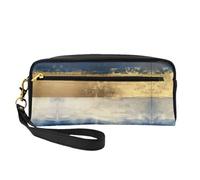 Bolsa de maquillaje portátil con impresión de la serie Ancient Egypt Tribe, compañero de viaje perfecto, diseñado para múltiples usos, Dorado, azul y blanco, Talla única