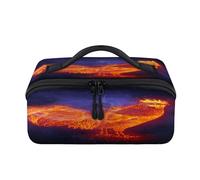 Bolsa de maquillaje portátil de gallo rojo impermeable con diseño de gallo de fuego, bolsa abierta, plana, artículos de tocador, cosméticos, organizador de viaje para mujeres y hombres