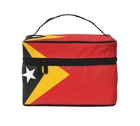 Bolsa de maquillaje portátil de viaje con bandera de Timor-Leste (9 x 6.5 x 6.2 pulgadas), bolsa de maquillaje de gran capacidad para mujeres, bolsa de maquillaje grande para niñas