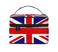 Bolsa de maquillaje portátil de viaje con bandera del Reino Unido (9 x 6.5 x 6.2 pulgadas), bolsa de maquillaje de gran capacidad para mujeres, bolsa de maquillaje grande para niñas
