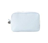 Bolsa de maquillaje portátil de viaje, organizador para el cuidado de la piel, con pequeñas cremalleras, bonito monedero, artículos de tocador a rayas, maquillaje, lavado estético, almacenamiento de