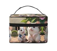 Bolsa de maquillaje portátil de viaje para madres e hijos (9 x 6.5 x 6.2 pulgadas), bolsa de maquillaje de gran capacidad para mujeres, bolsa de maquillaje grande para niñas, color negro, talla única