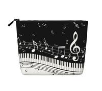 Bolsa de maquillaje portátil ligera con teclas de piano con notas musicales para mujer, gran capacidad, neceser de viaje